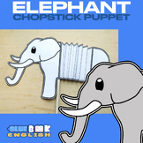 Elephant Chopstick Puppet Craft, Mammal, Accordion Puppet 