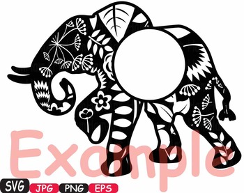 Download Elephant Circle Frames Jungle Animal Safari Flower Svg School Clipart Zoo 424s