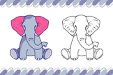 Elephant Coloring Page for Kids graphique