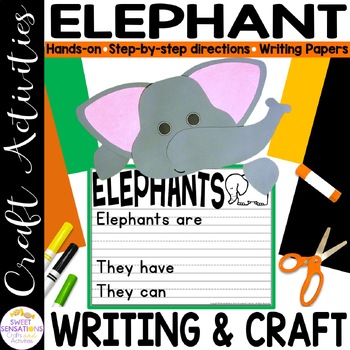 Elephant Craft | Zoo Crafts | Wild Animals Crafts | Elephant Writing Prompt