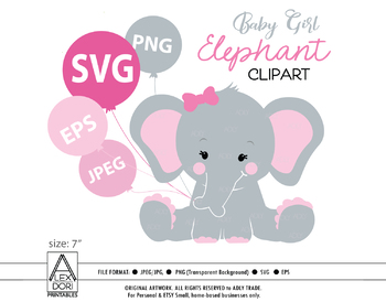 Elephant Gir Svg Vector Clip Art Baby Girl Elephant For Baby Shower