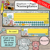 Elephant + Piggie Desk Nameplates - Editable