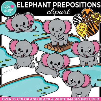 Preview of Elephant Preposition Clipart | Safari and Zoo Clip Art | Speech Therapy