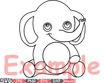 Download Elephant Rhino Circle Outline Monogram Clipart Safari Baby Animals Frame 753s