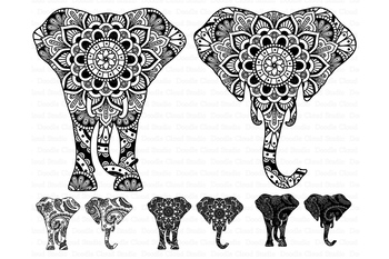Download Elephant SVG, Elephant Head Mandala SVG files. by Doodle Cloud Studio