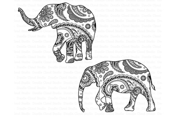 Elephant Svg Mandala Svg Elephant Mandala Svg Files By Doodle Cloud Studio