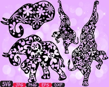 Download Elephant Svg Mascot Flower Jungle Animal Safari Family Wild Clipart Circus 386s