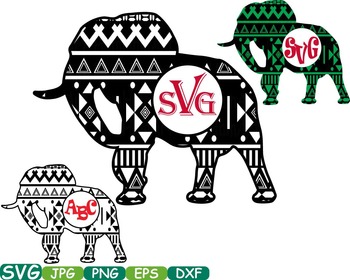 Download Elephant Safari Monogram Circle Cutting Files Svg Silhouette School Clipart 248s