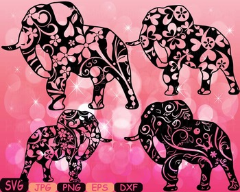 Download Elephant Safari Monogram Svg Silhouette School Clipart Zoo Circus Flower 362s
