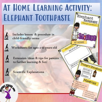 Preview of Elephant Toothpaste- At home science experiments for kids