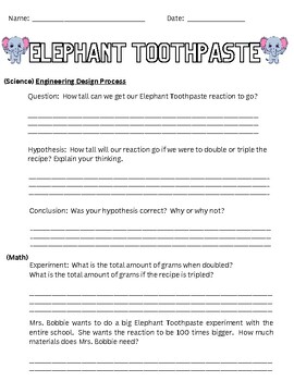 Preview of Elephant Toothpaste Notecatcher