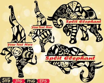 Download Elephant Split Frames Jungle Animal Safari Flower Svg School Clipart Zoo 425s