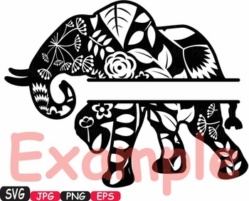 Download Elephant Split Frames Jungle Animal Safari Flower Svg School Clipart Zoo 425s