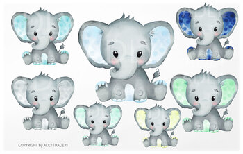 Elephant watercolor by clipart in so many different colors by adlydesigns