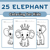 Elephants Coloring 25 Page, Sheet of Elephants Clipart, Co