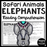 Elephants Informational Text Reading Comprehension Workshe