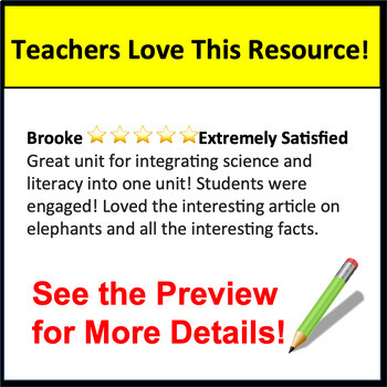 Reading Comprehension on Elephants | Animal Adaptations | TpT