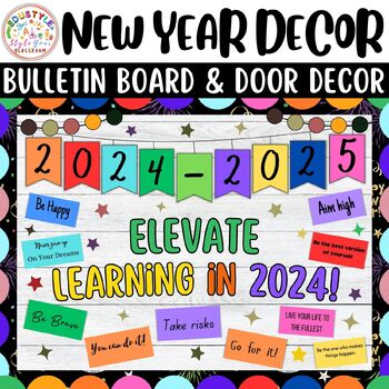 Preview of Elevate Learning in 2024!: A New Year, New Goals Bulletin Board & Door Decor Kit