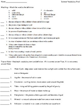 Elevate Science Vocabulary Worksheets Teaching Resources Tpt