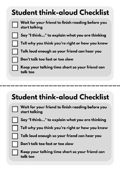 Preview of Student Think Aloud Sheet: Peer Feedback Checklist for Reviewing Peer Feedback