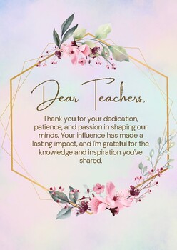 Preview of Elevate Your Appreciation with Our Thoughtful Teacher Thank You Card.