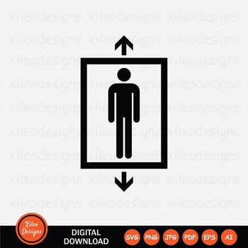 Preview of Elevator Icon Lift Arrow Up Down Man Person Stick Figure SVG PNG JPG PDF EPS AI
