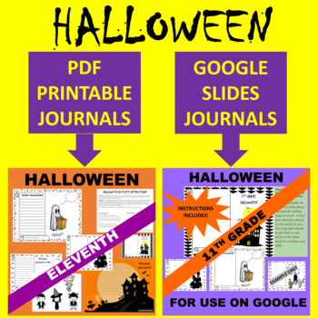 Preview of Eleventh 11th Grade Junior Halloween Writing - Google & Paper Combo Bundle