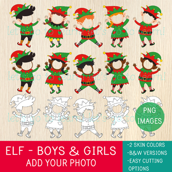 Preview of Elf Add Your Photo, Elves Clipart Bundle, Christmas Bulletin Board Idea, Craft