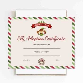 Elf Adoption Certificate printable_8.5x11 by Kiddie Resources | TPT