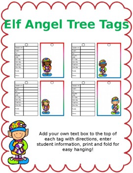 Preview of Elf Angel Tree Tags and Letter for Families