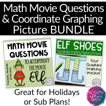 Preview of Christmas Math Movie Questions and Coordinate Graphing Picture BUNDLE