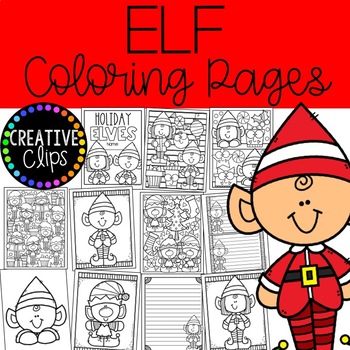 Preview of Elf Coloring Pages (+writing papers) {Christmas Coloring Pages}