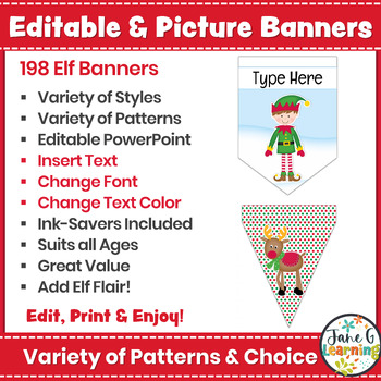 Elf Editable Banners | Elf Classroom Decor | Elf Picture Banners | Elf ...