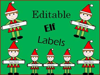 Preview of Elf Editable Labels Christmas Holiday Can Resize text size and font