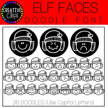 Preview of Elf Faces DOODLE FONT {Christmas Font}