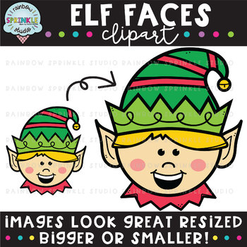 Elf Faces {elf clipart} by Rainbow Sprinkle Studio - Sasha Mitten
