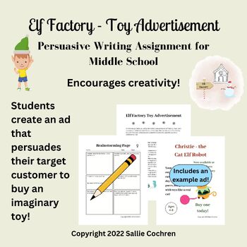 Preview of Elf Factory Toy Advertisement (Persuasive Writing Assignment for Middle School)