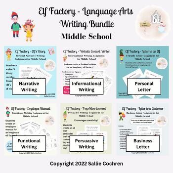Preview of Elf Factory Writing Bundle for Middle School