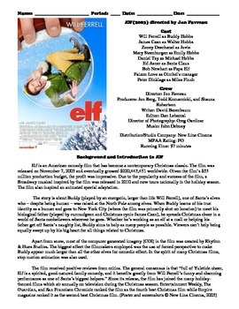 Preview of Elf Film (2003) Study Guide Movie Packet