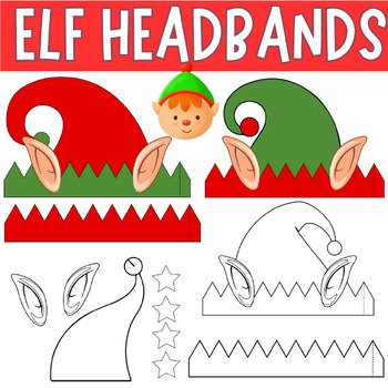 Preview of Elf Headband Template | Elf Hat Craft - Winter & December Coloring pages