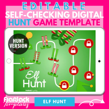 Preview of Elf Hunt Google Slides PowerPoint Editable Game Template
