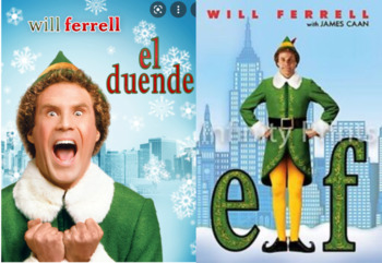 Preview of Elf Movie Guide Questions in ENGLISH & SPANISH | Bilingual Bundle El Duende