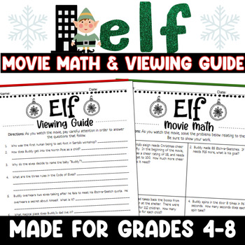 Preview of Elf Movie Math and Viewing Guide for Middle School and Upper Elementary