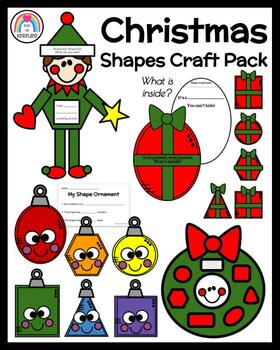 Preview of Elf, Ornaments, Presents, Wreath: Christmas Shape Craft Activities, Math Centers