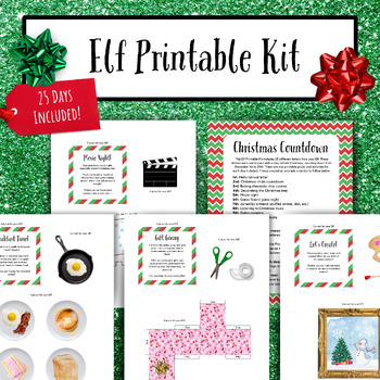 Preview of Elf Printable Kit, Elf Letters, Activities & Props Included, 25 Days