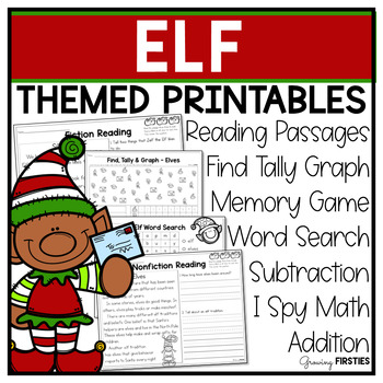 Preview of Elf Printables December Math ELA for 1st Grade