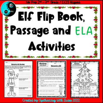 Preview of Elf Retell Flip Book, Passage with Questions and Christmas ELA Activities