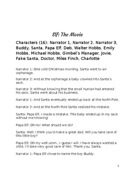 Preview of Elf: The Movie Christmas Reader's Theater