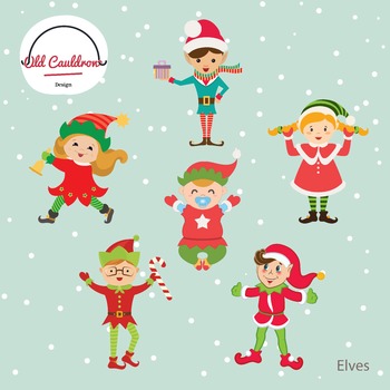 Preview of Elf clipart commercial use, christmas elf clip arts, digital images CL004