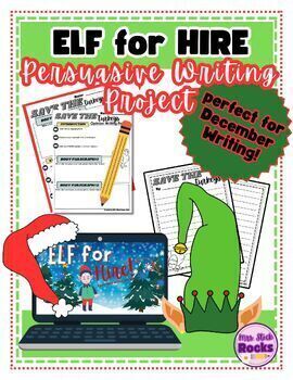 Preview of Elf for Hire Persuasive Writing Project & Lesson Slides